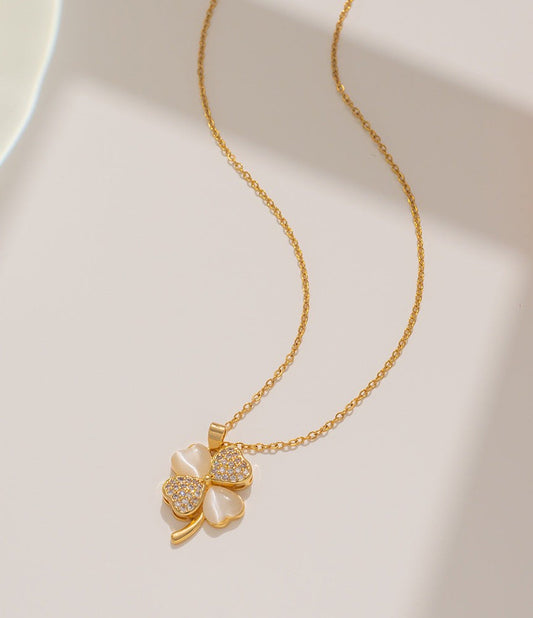 Gemstone Four-Leaf Clover Necklace