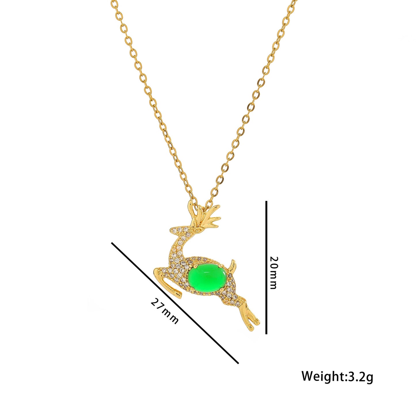Emerald Green Gemstone Deer Jewelry