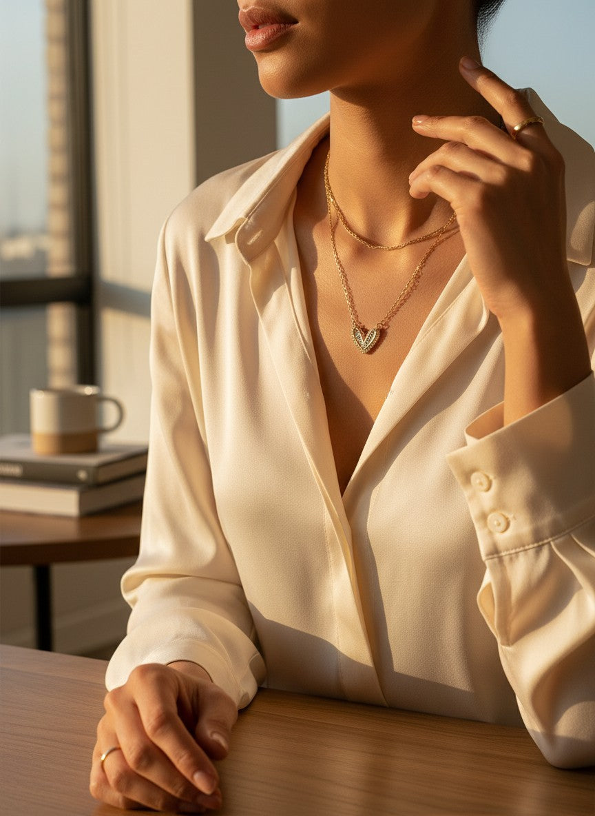 Amour Baguette Crystal Heart Pendant Necklace | Asymmetrical Gold Plated Pavé Halo Choker