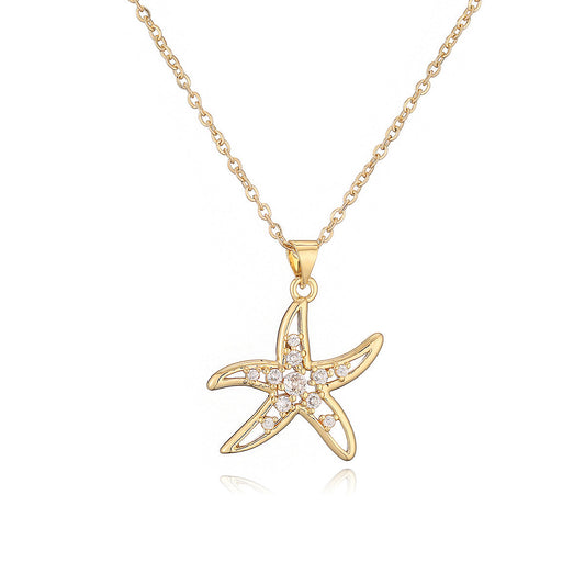 Pave Starfish Pendant Necklace