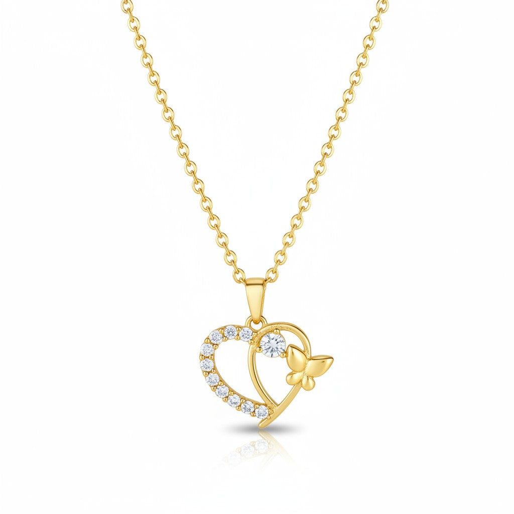 Butterfly Heart Pendant Necklace