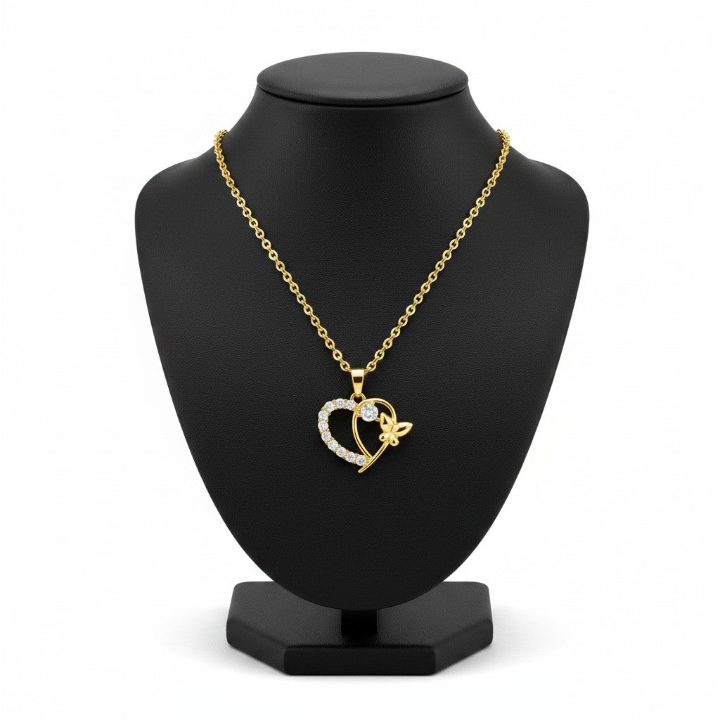 Butterfly Heart Pendant Necklace