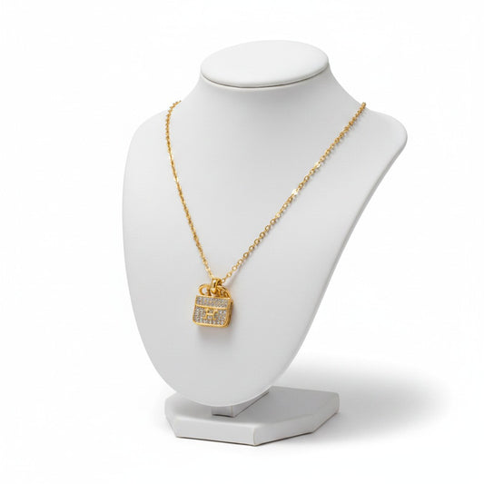 Pave Crystal Mini Handbag Pendant Necklace