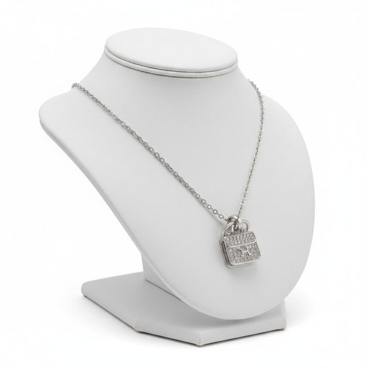 Pave Crystal Mini Handbag Pendant Necklace