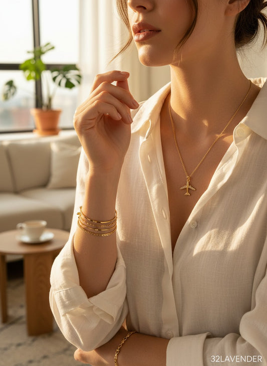 Jetsetter Airplane Pendant Necklace | Gold Plated Travel Charm with Necklace