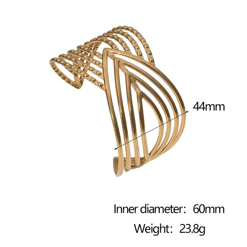 Minimalist 18K Gold/ Silver Plated Stainless Steel Bracelet with Hollow Geometric Ring Design
