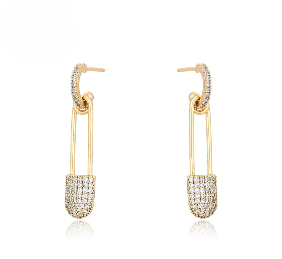 14k Gold Plated Pin Drop Earrings