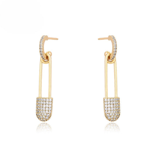14k Gold Plated Pin Drop Earrings