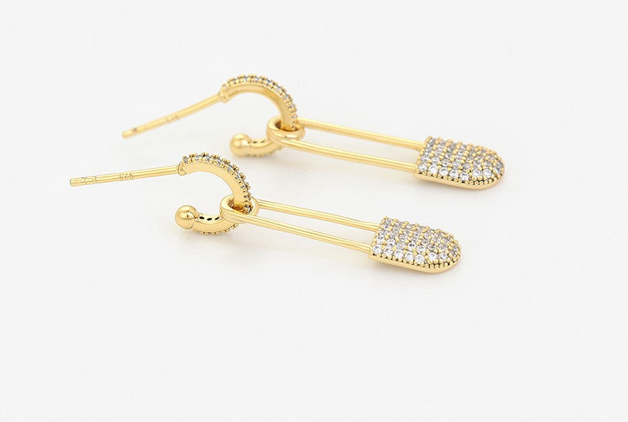 14k Gold Plated Pin Drop Earrings