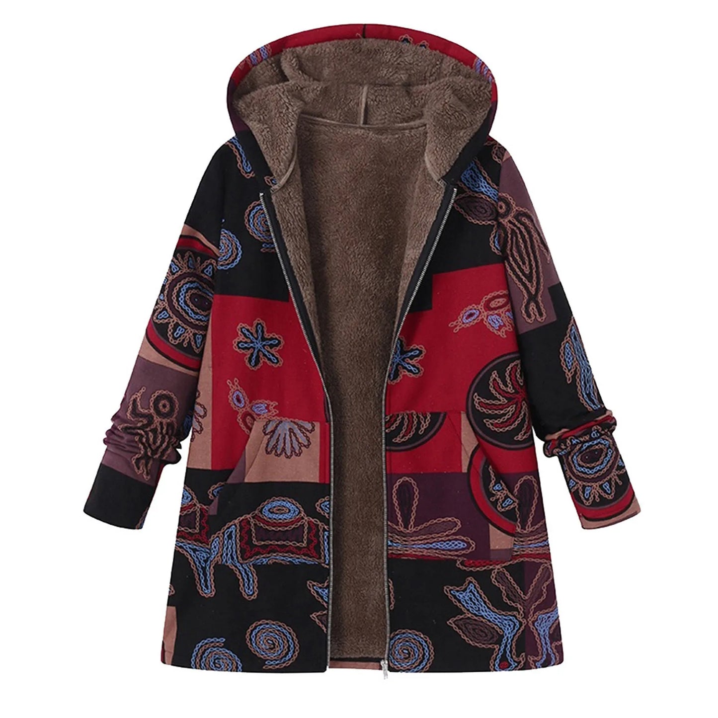 Women's Winter Coat Parka Hooded Padded Jacket Plush Top Retro Warmth Plus Size Jacket Korean Fashion