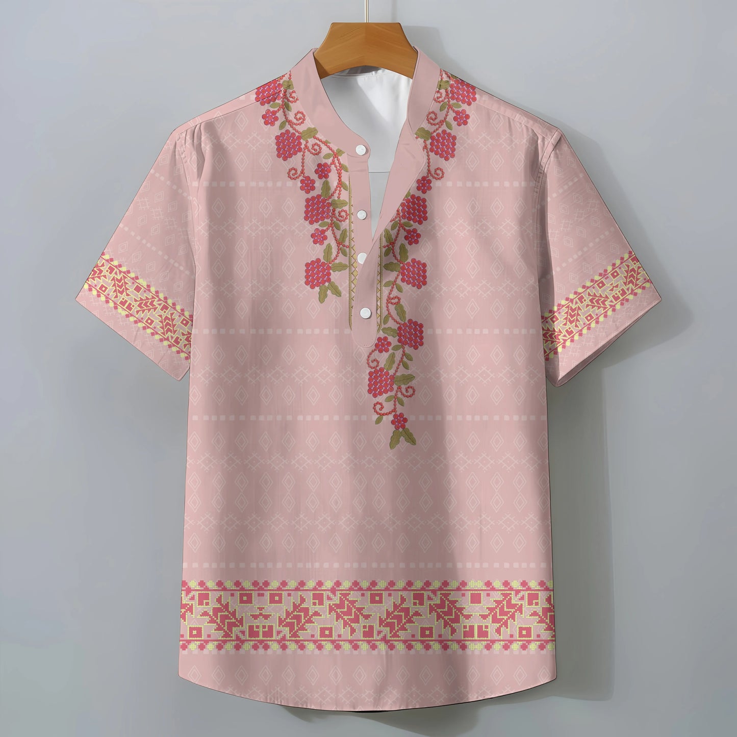 Men's Retro Exotic Ethnic Print Oversized Short Sleeve Shirt Casual Loose Summer Top Comfortable Fashionable Clothing Tee
