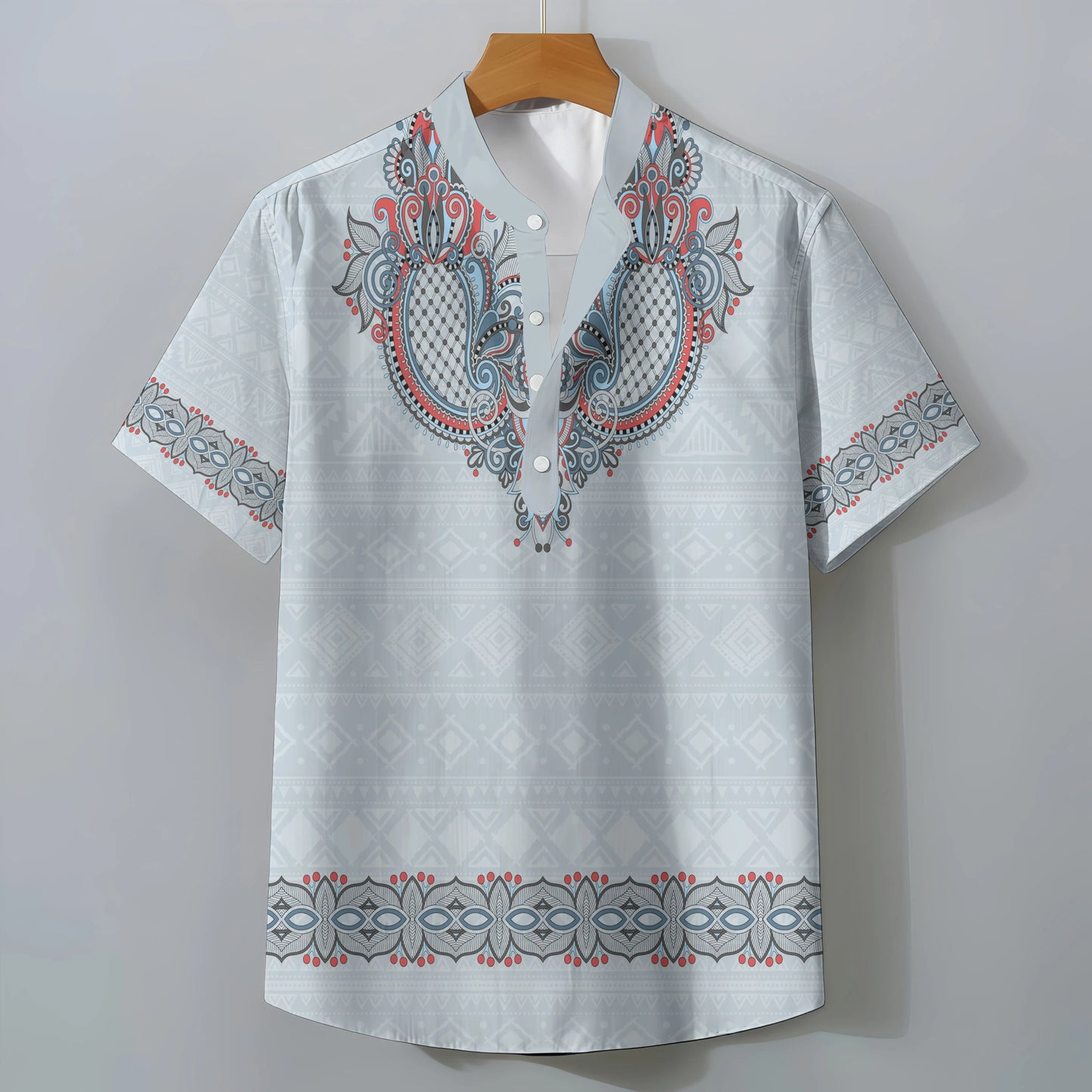 Men's Retro Exotic Ethnic Print Oversized Short Sleeve Shirt Casual Loose Summer Top Comfortable Fashionable Clothing Tee
