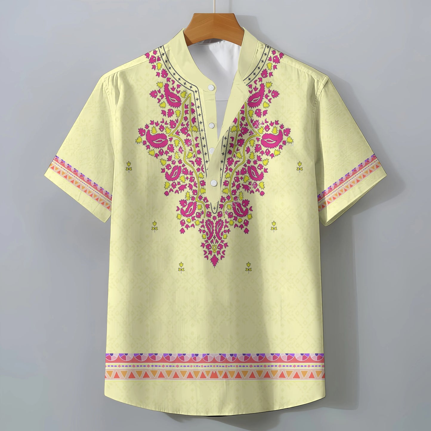 Men's Retro Exotic Ethnic Print Oversized Short Sleeve Shirt Casual Loose Summer Top Comfortable Fashionable Clothing Tee