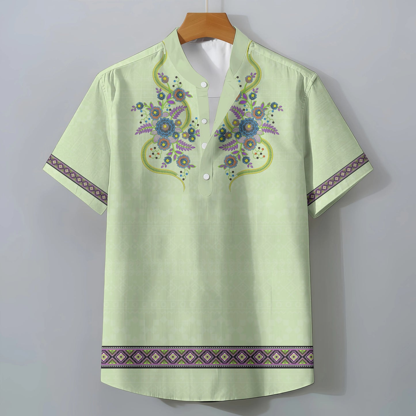 Men's Retro Exotic Ethnic Print Oversized Short Sleeve Shirt Casual Loose Summer Top Comfortable Fashionable Clothing Tee