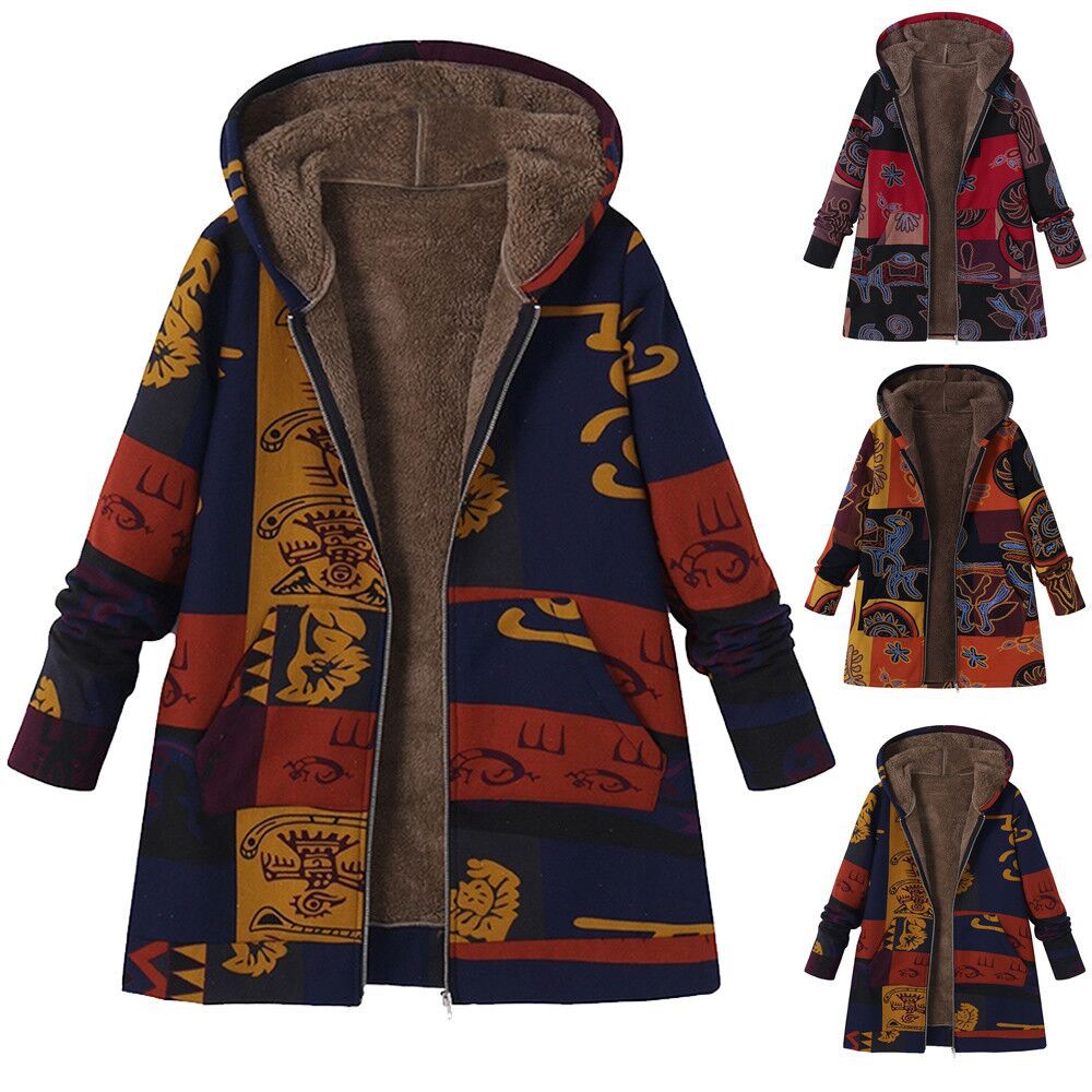 Women's Winter Coat Parka Hooded Padded Jacket Plush Top Retro Warmth Plus Size Jacket Korean Fashion