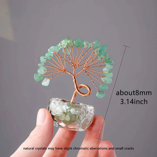 1PC Natural Crystal  Amethyst Rose Quartz Tree Clear Glass Base Reiki Decor Home Decor Christmas Graduation Gift