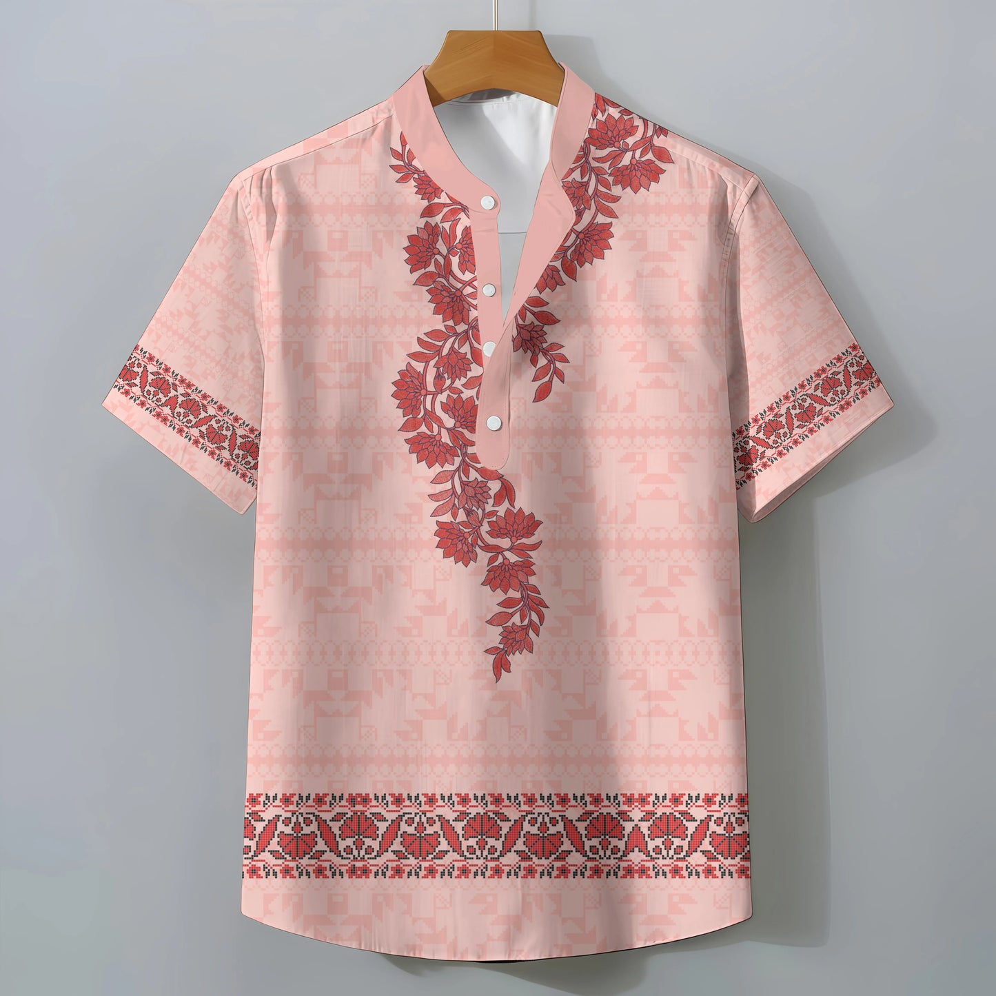 Men's Retro Exotic Ethnic Print Oversized Short Sleeve Shirt Casual Loose Summer Top Comfortable Fashionable Clothing Tee
