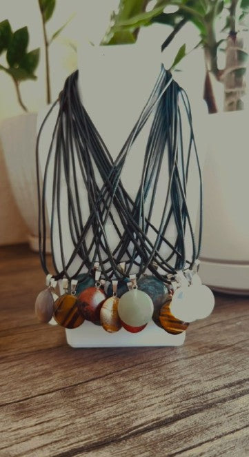 Round Agate Crystal Pendant — Natural Stone Charm