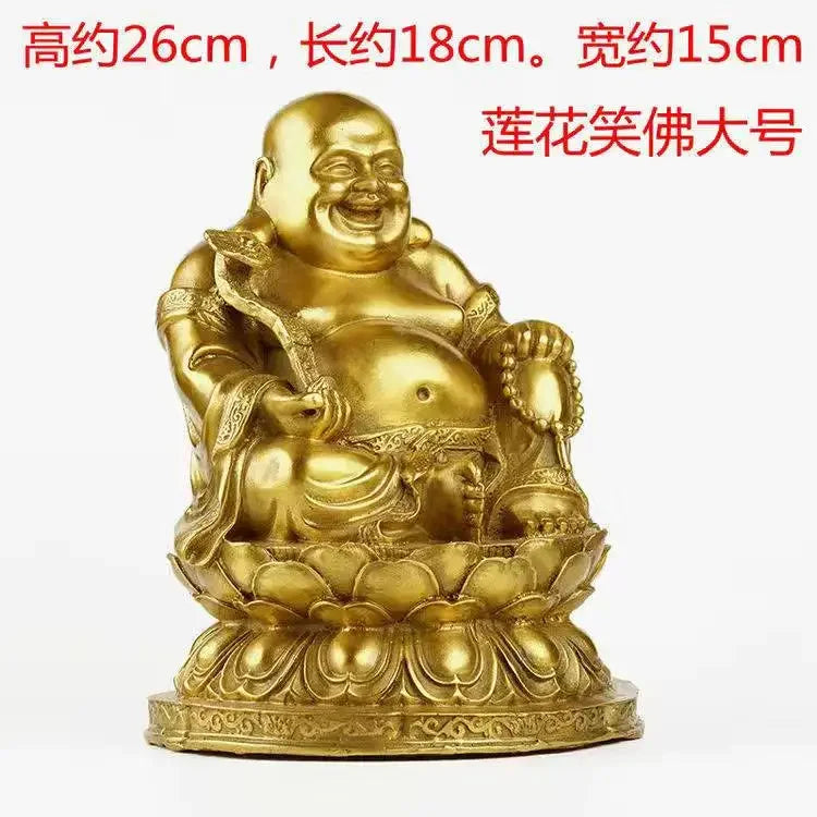 Pure Brass Copper Maitreya Car Buddha figure, good luck and  Metal Gold Coin Buddha Statue Home Decoration Ornament Craft Gift