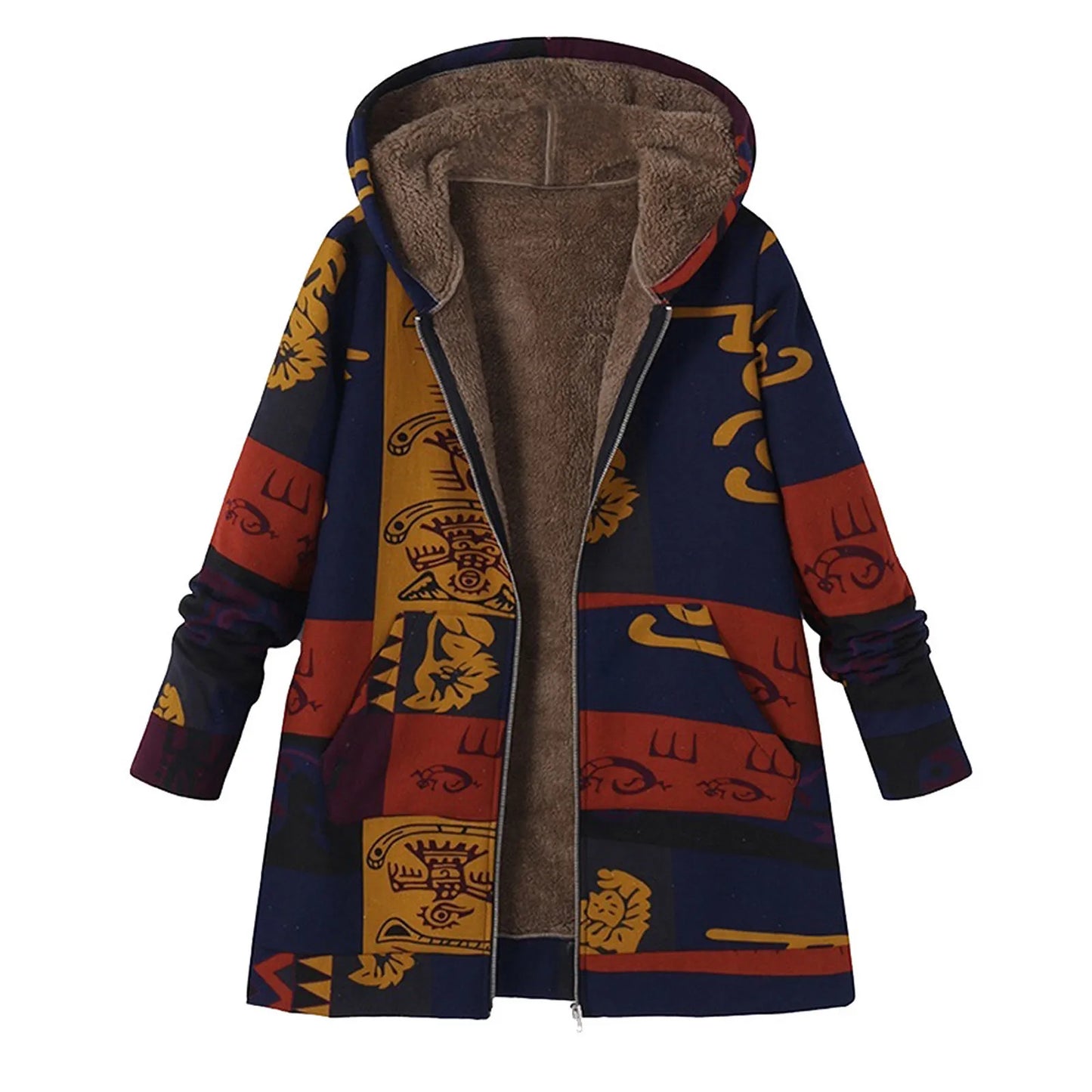 Women's Winter Coat Parka Hooded Padded Jacket Plush Top Retro Warmth Plus Size Jacket Korean Fashion