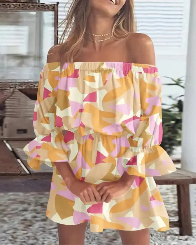 Women Sexy Top Summer Off Shoulder Floral Blouses Women Boho Casual Backless Blouse Female Holiday Slash Neck Tops Clothing