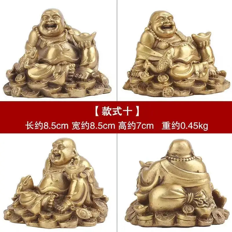Pure Brass Copper Maitreya Car Buddha figure, good luck and  Metal Gold Coin Buddha Statue Home Decoration Ornament Craft Gift