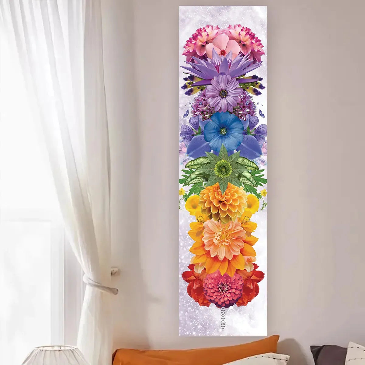 Colorful Chakra Wall Tapestry Yoga Meditation Wall Hanging for Bedroom Home Decor Black Wall Art Decor with Spiritual Energy