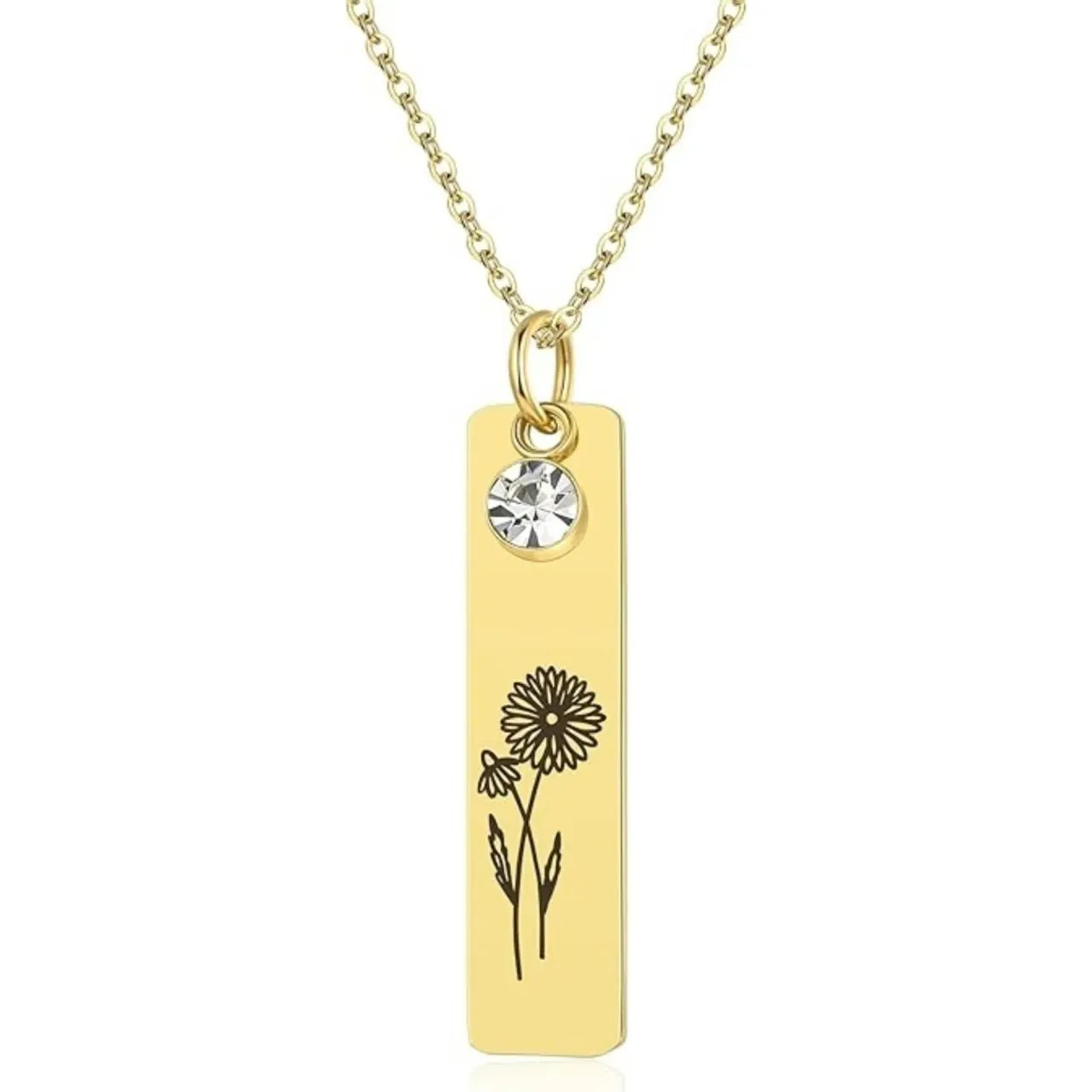 Birth Flower Necklace — Personalized Birthday Gift, Gold
