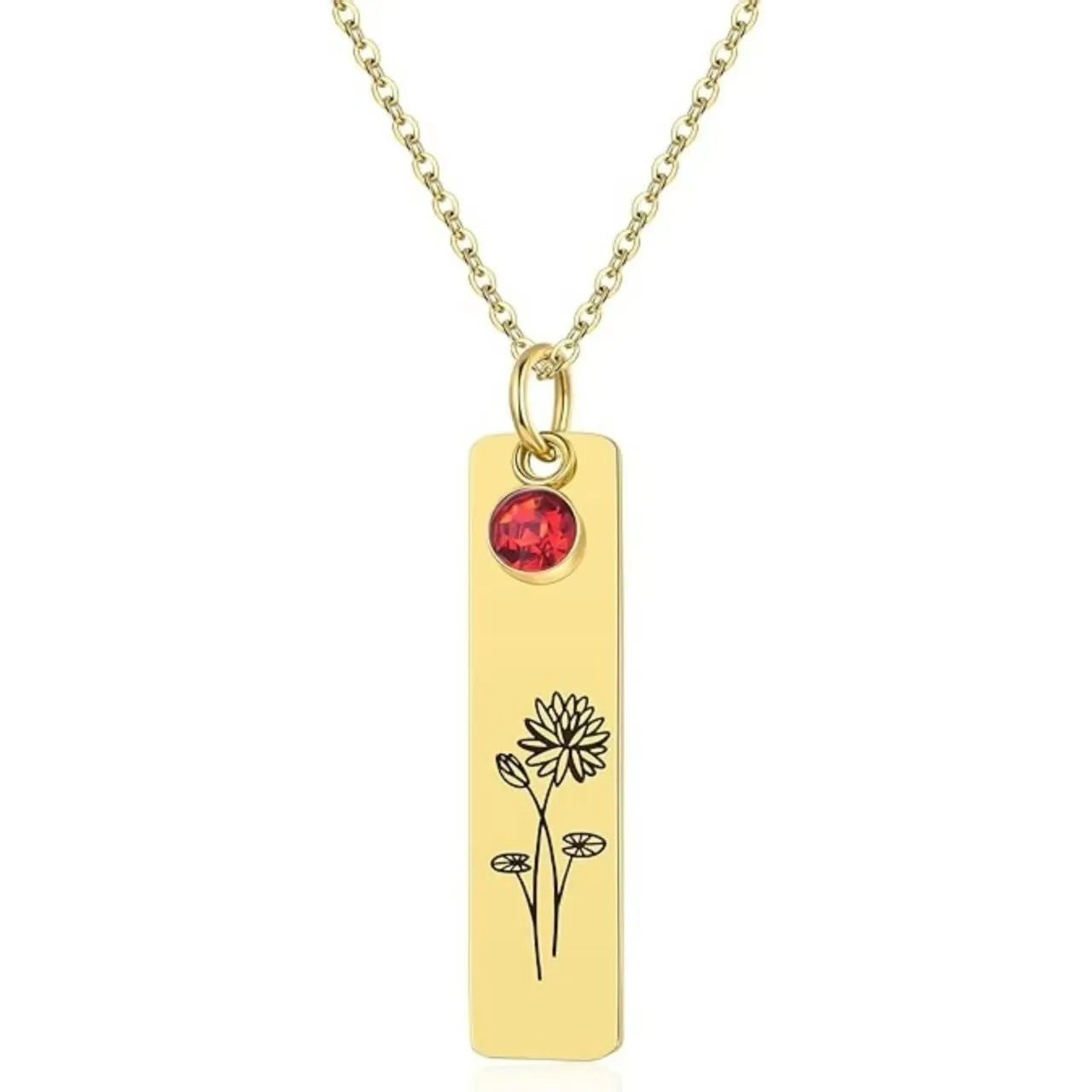 Birth Flower Necklace — Personalized Birthday Gift, Gold