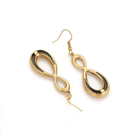 Serenity Antique Gold Infinity Drop Earrings | Textured Mesh Geometric Teardrop Dangle Earrings