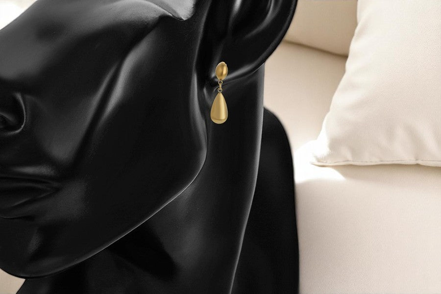 Elegant 14K Gold Plated Teardrop Dangle Earrings - Minimalist Style