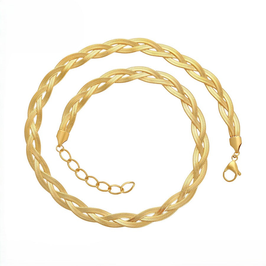 Sutton Chunky Twist Rope Chain Necklace | 24K Gold Plated Textured Braided Statement Toggle Choker