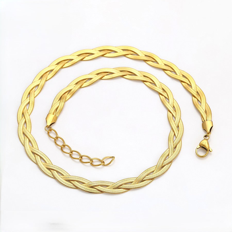 Sutton Chunky Twist Rope Chain Necklace | 24K Gold Plated Textured Braided Statement Toggle Choker