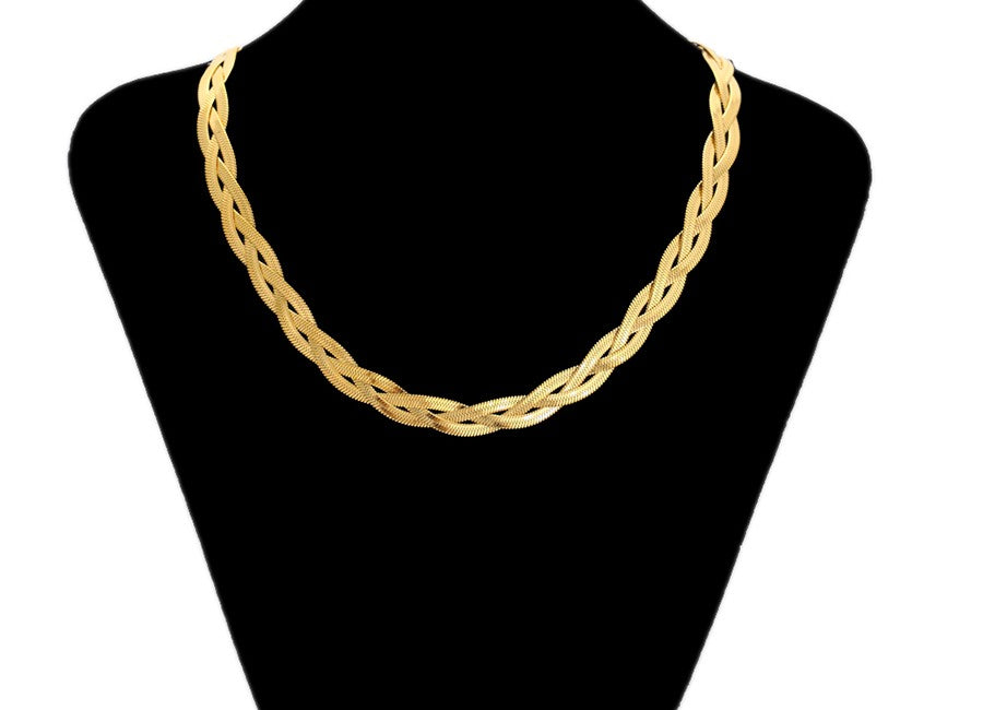 Sutton Chunky Twist Rope Chain Necklace | 24K Gold Plated Textured Braided Statement Toggle Choker