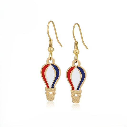 Red White & Blue Hot Air Balloon Drop Earrings