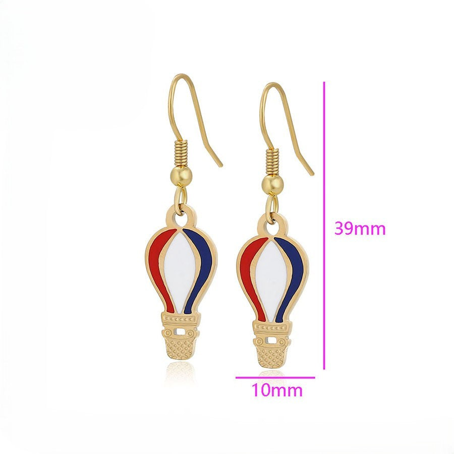 Red White & Blue Hot Air Balloon Drop Earrings
