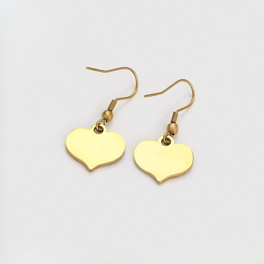 Red White & Blue 14K Gold Plated Patriotic Heart Drop Earrings