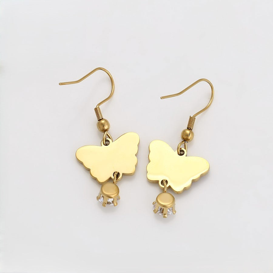 Red White & Blue 14K Gold Plated Patriotic Butterfly Earrings