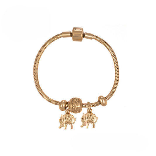 18K Rose Gold Elephant Charm Bracelet