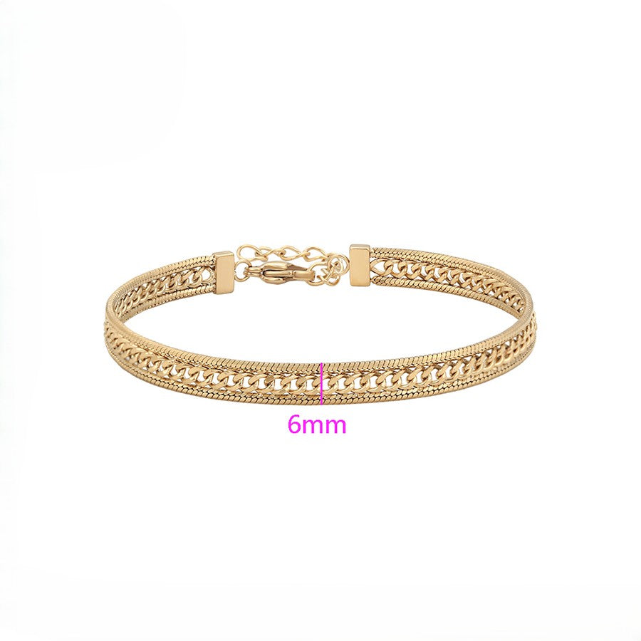 Amalfi Layered Multi-Row Bracelet | 14K Gold Plated Mixed Link Texture Statement Cuff