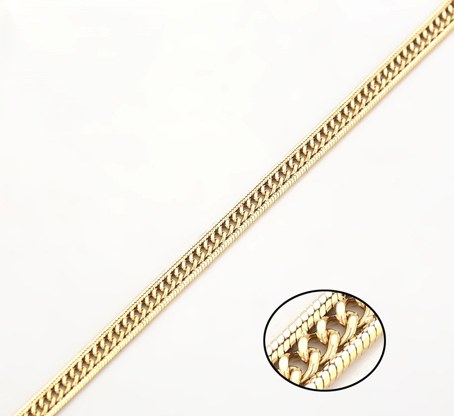 Amalfi Layered Multi-Row Bracelet | 14K Gold Plated Mixed Link Texture Statement Cuff