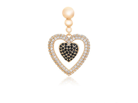 18K Gold Plated Pendant with Crystal Hearts
