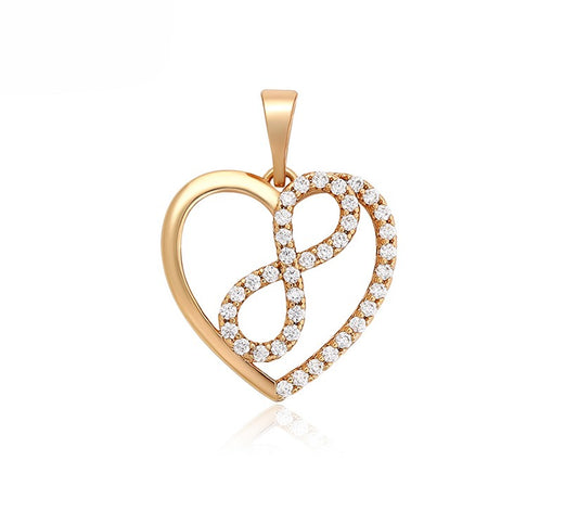 18K Gold Plated - Elegant Rose Gold Infinity Heart Pendant