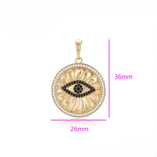 14K Gold Plated Evil Eye Pendant - 7859