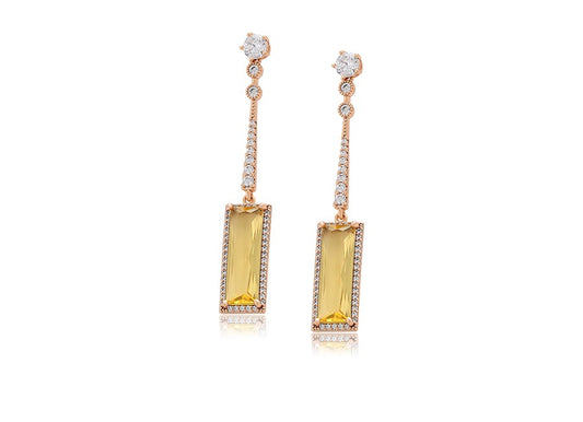 18K Gold Plated Citrine and Crystal Drop Earrings