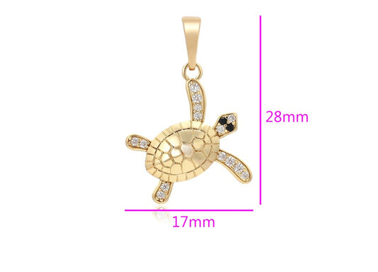 14K Gold Plated Turtle Pendant - Lucky Gold Turtle Pendant for Protection