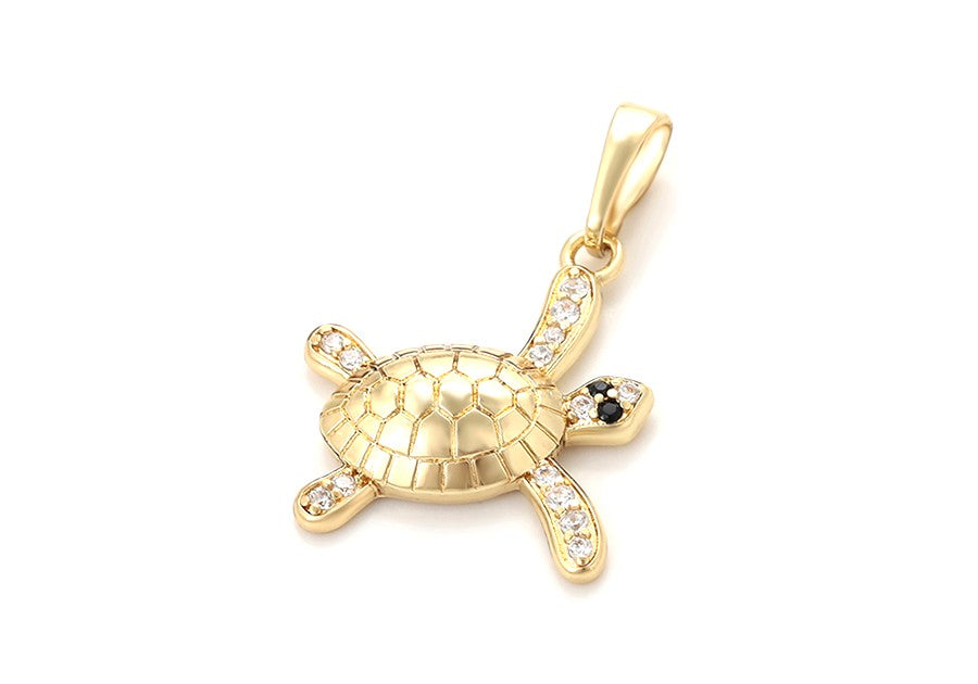 14K Gold Plated Turtle Pendant - Lucky Gold Turtle Pendant for Protection