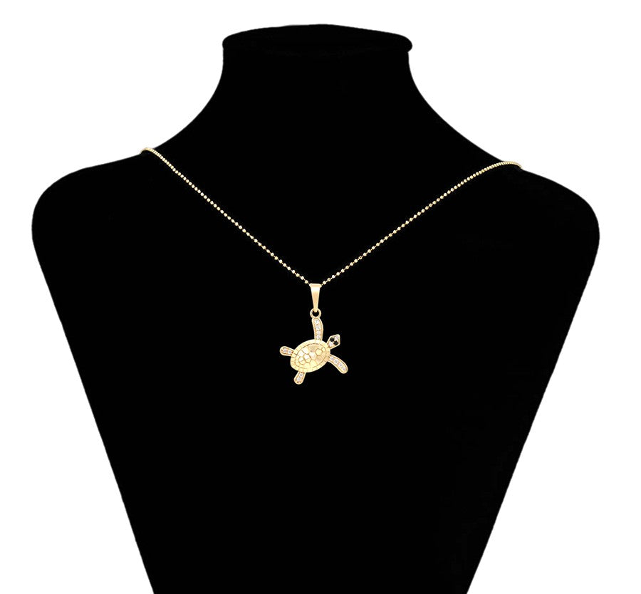 14K Gold Plated Turtle Pendant - Lucky Gold Turtle Pendant for Protection