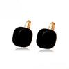 18K Gold Plated - Gold-Tone Black Onyx Square Drop Earrings