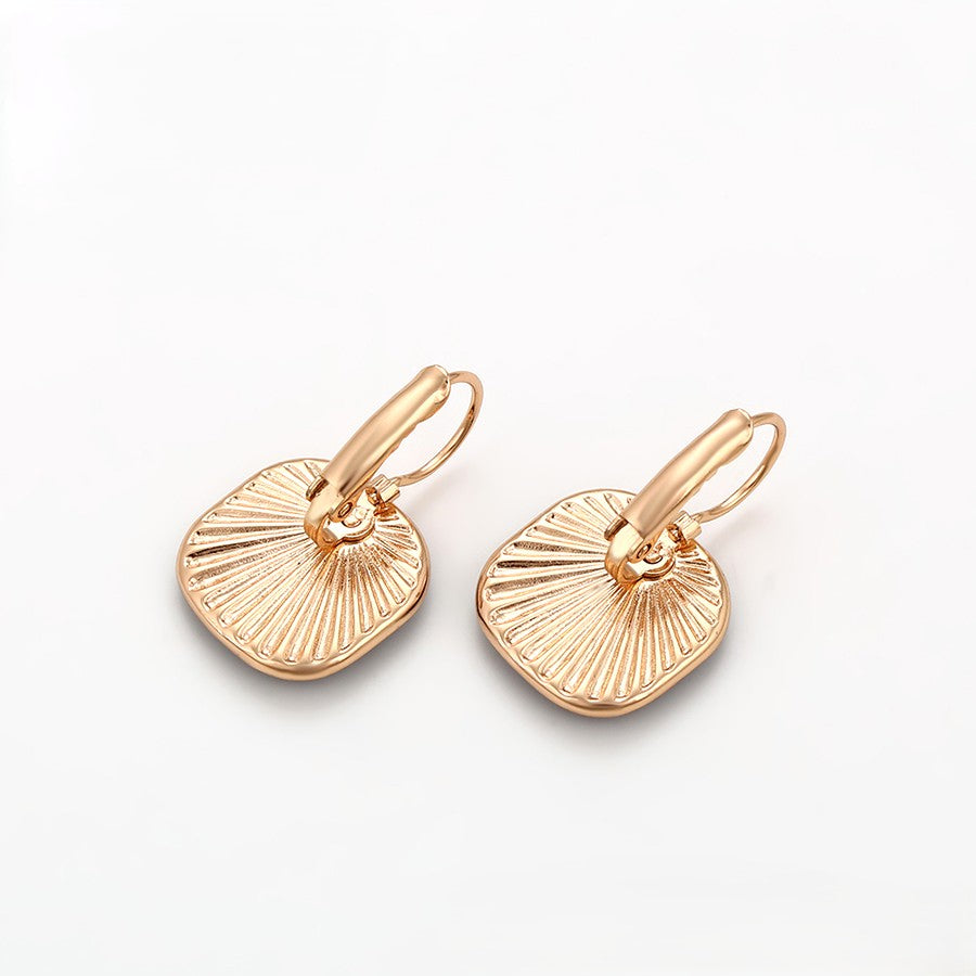18K Gold Plated - Gold-Tone Black Onyx Square Drop Earrings